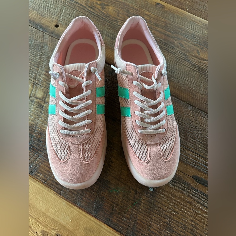 Stylish Pink and Green Women's Sneakers size 9.5